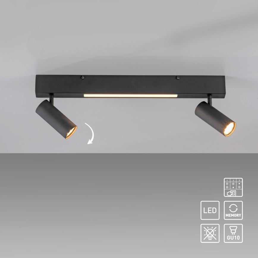Schöner Wohnen 11793-18 - LED spottvalgusti DANTE 2xGU10/10W/230V + LED/7,2W must