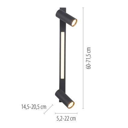 Schöner Wohnen 11793-18 - LED spottvalgusti DANTE 2xGU10/10W/230V + LED/7,2W must