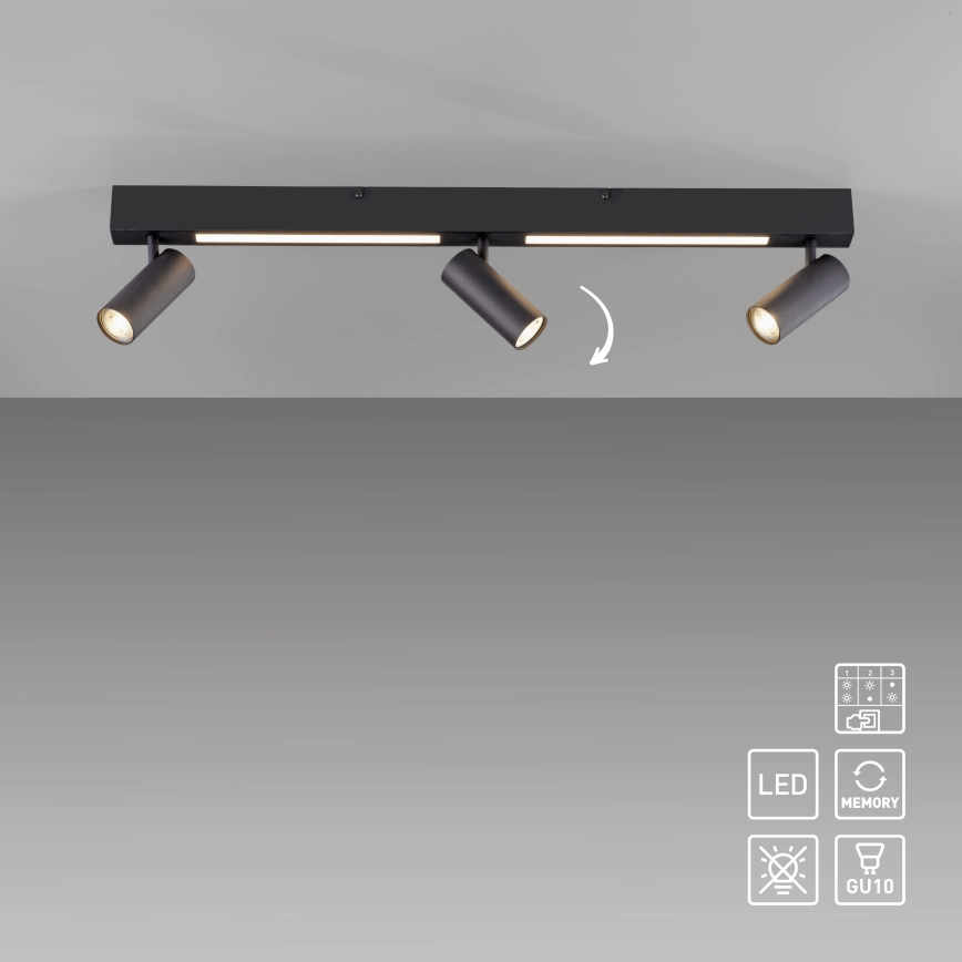 Schöner Wohnen 11794-18 - LED-spottvalgusti DANTE 3xGU10/10W/230V + LED/14,4W must