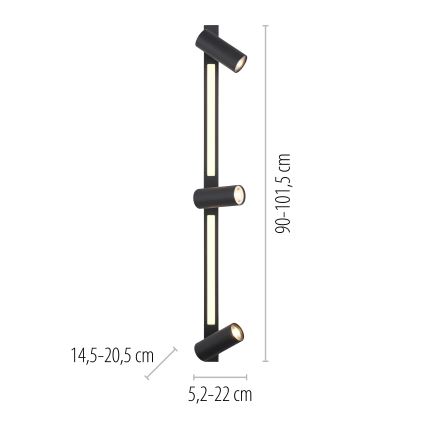 Schöner Wohnen 11794-18 - LED-spottvalgusti DANTE 3xGU10/10W/230V + LED/14,4W must
