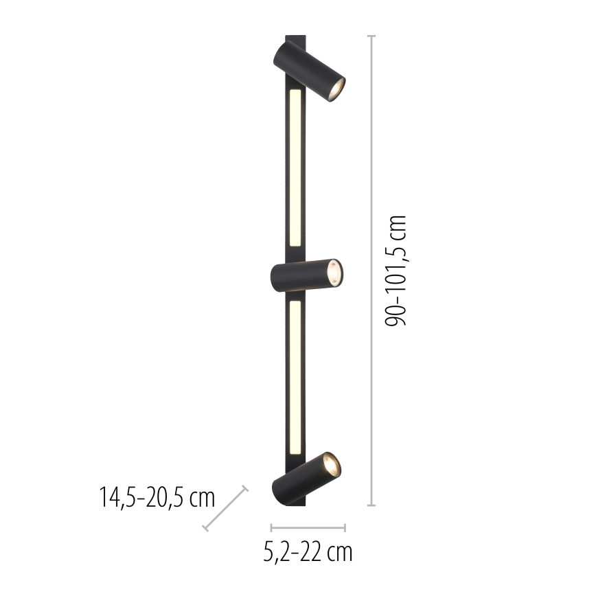 Schöner Wohnen 11794-18 - LED-spottvalgusti DANTE 3xGU10/10W/230V + LED/14,4W must