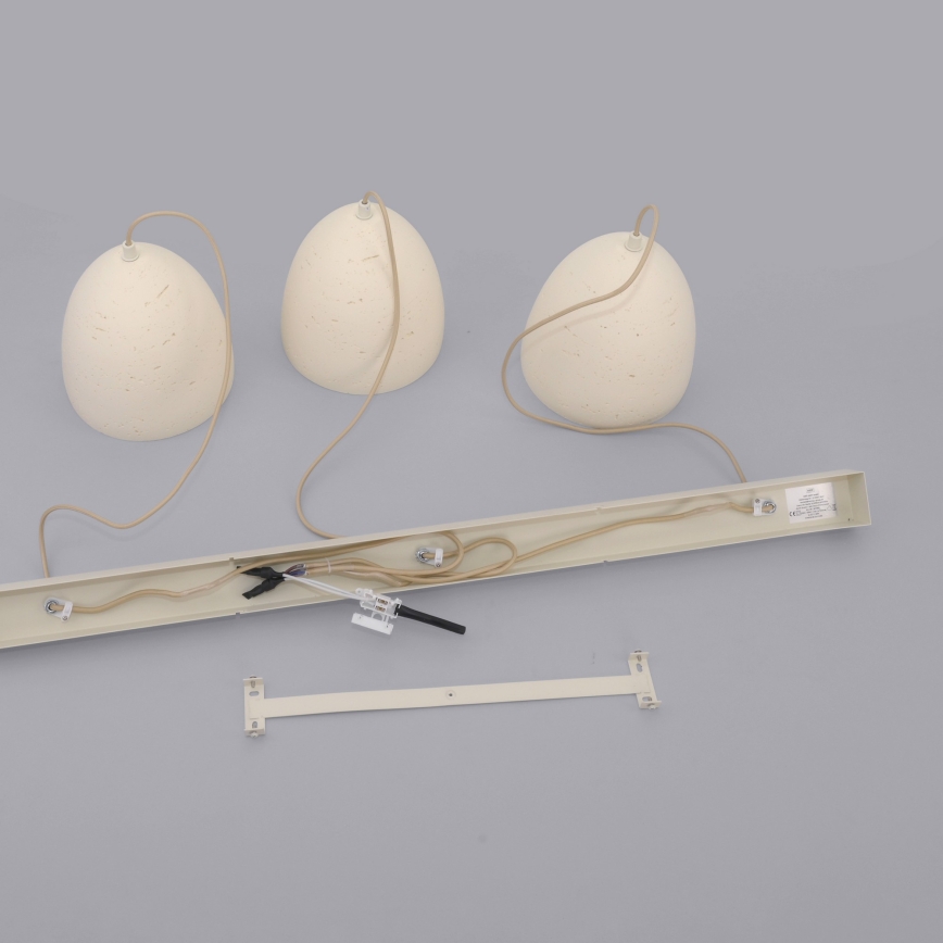 Schöner Wohnen 12541-42 - TRAVENTA rippvalgusti kaabliga, 3×E27/40 W/230 V, betoon