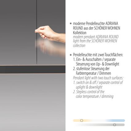 Schöner Wohnen 12577-18 - LED hämardatav rippvalgusti köisriputusega ADRIANA ROUND 2xLED/24W/230V 2700/3000/3500/4000/5000K 160 cm must