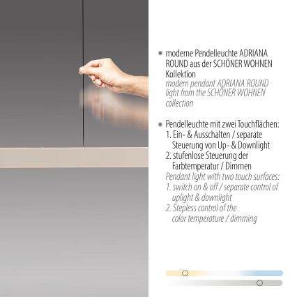 Schöner Wohnen 12577-39 - LED-hämardatav rippvalgusti kaabliga ADRIANA ROUND 2xLED/24W/230V 2700/3000/3500/4000/5000K hall