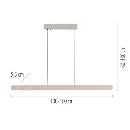 Schöner Wohnen 12577-39 - Hämardatav LED-lühter kaablil ADRIANA ROUND 2xLED/24W/230V 2700/3000/3500/4000/5000K 160 cm hall