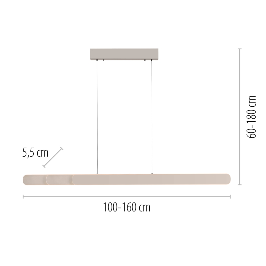 Schöner Wohnen 12577-39 - Hämardatav LED-lühter kaablil ADRIANA ROUND 2xLED/24W/230V 2700/3000/3500/4000/5000K 160 cm hall