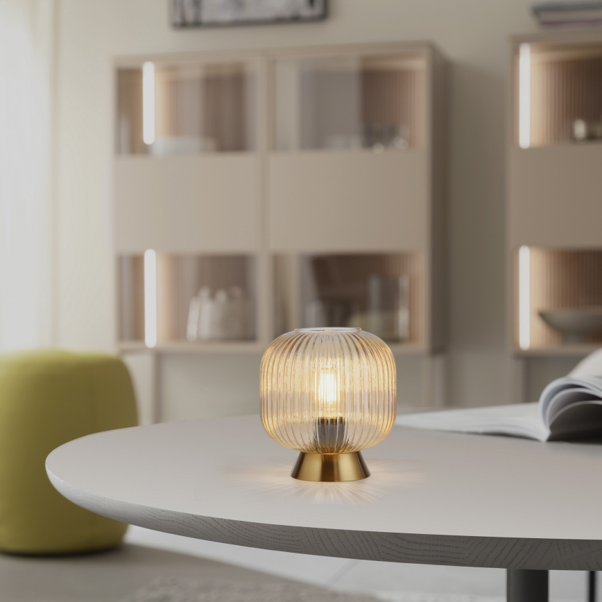 Schöner Wohnen 13573-27 - Laualamp NAMI 1xE27/25W/230V kuldne/beež/suitsune