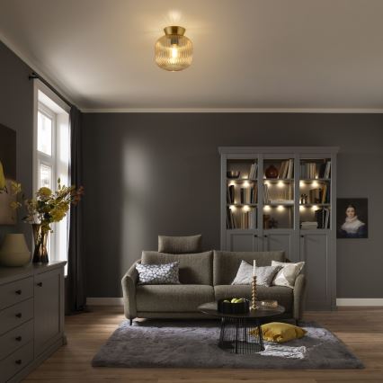 Schöner Wohnen 13574-27 - Laelamp NAMI 1xE27/25W/230V Ø 20 cm kuldne/beež/suitsune