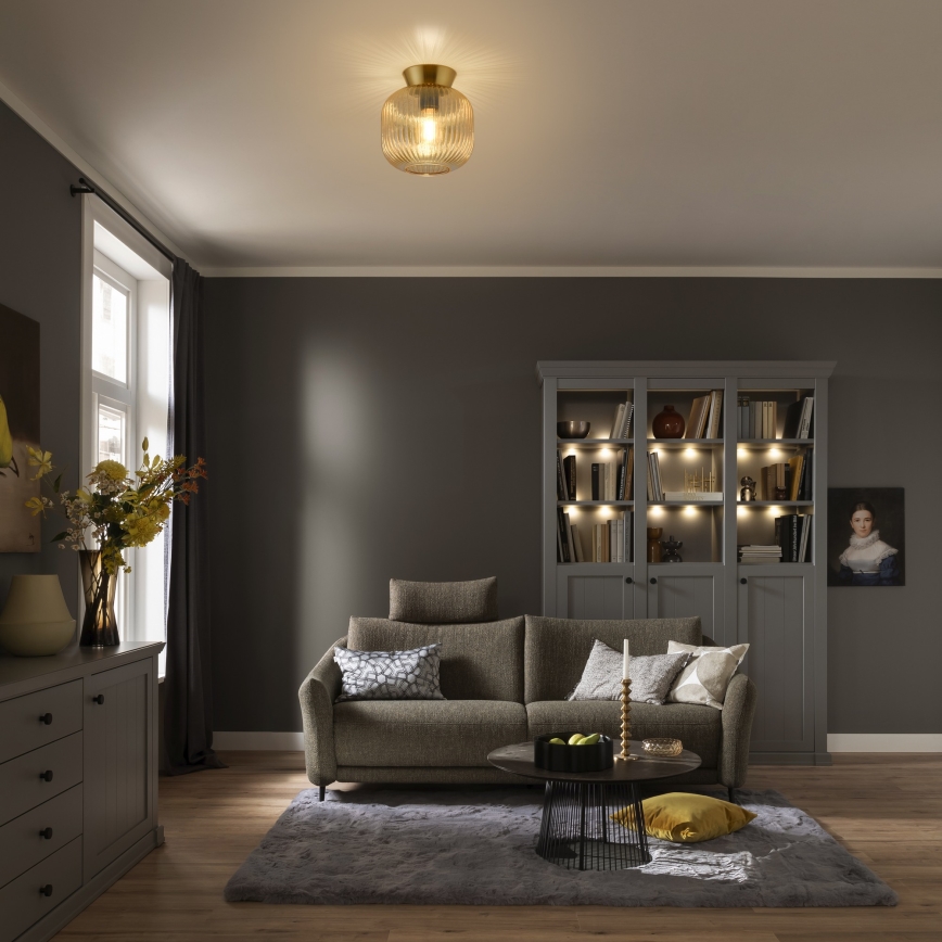 Schöner Wohnen 13574-27 - Laelamp NAMI 1xE27/25W/230V Ø 20 cm kuldne/beež/suitsune