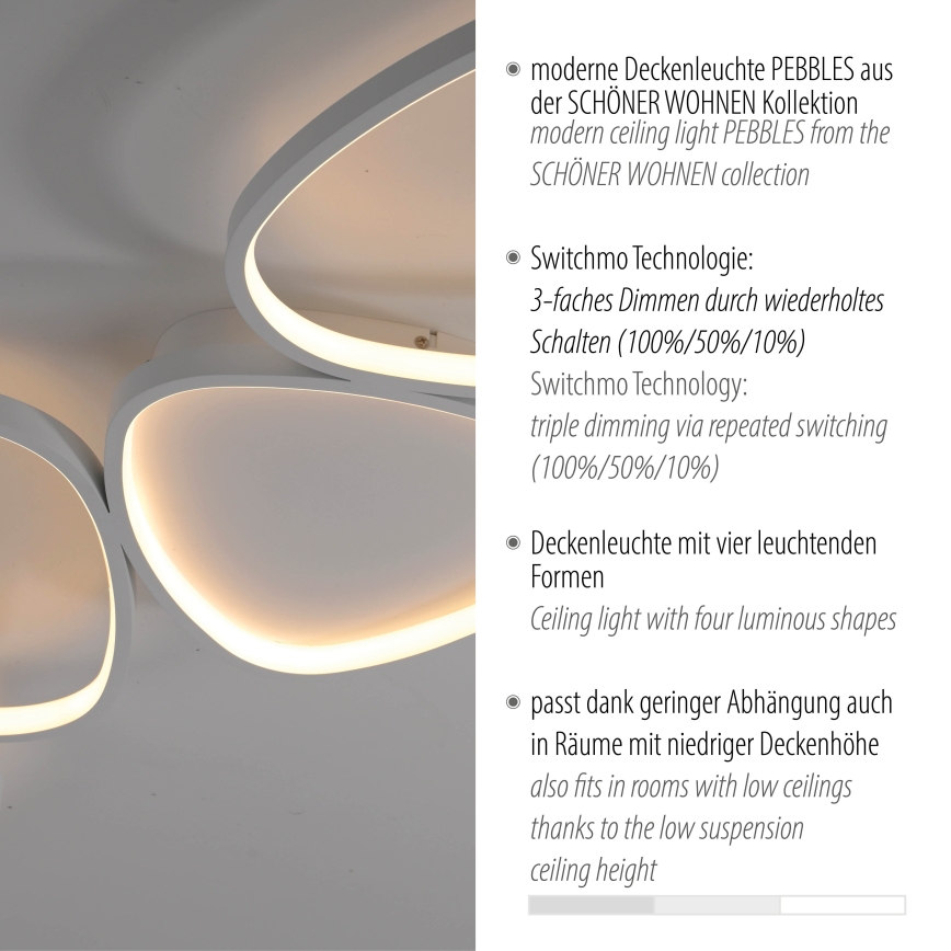 Schöner Wohnen 14039-16 - hämardatav LED-laelamp PEBBLES LED/35,5W/230V valge