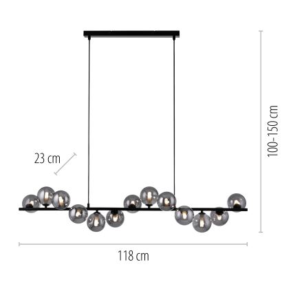 Schöner Wohnen 14504-18 - LED-riipvalgusti riputuskaabliga DUBAI 13xG9/3W/230V 118 m must/suitsune