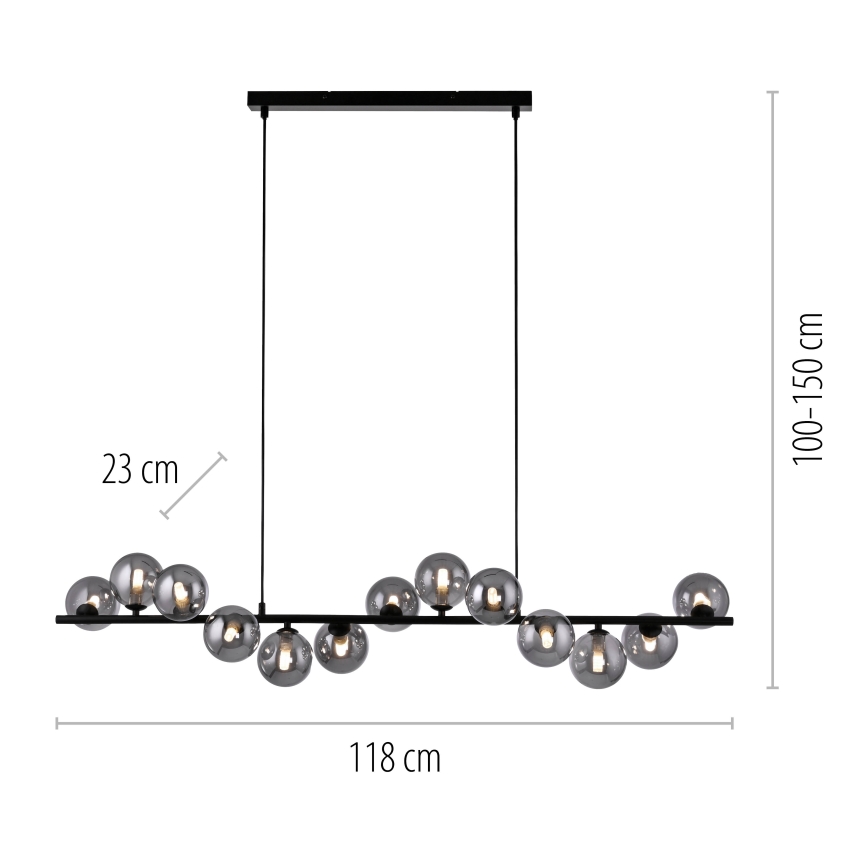 Schöner Wohnen 14504-18 - LED-lühter kaablil DUBAI 13xG9/3W/230V must/suitsuhall