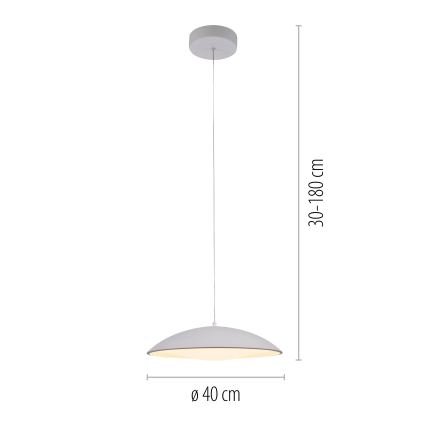 Schöner Wohnen 14606-16 - LED-hämardatav rippvalgusti kaablil LENTE LED/17W/230V Ø 40 cm valge