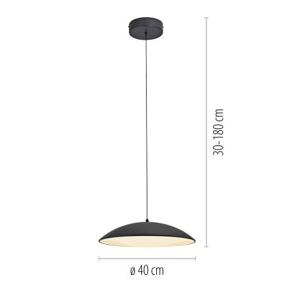 Schöner Wohnen 14606-18 - Hämardatav LED-rippvalgusti kaablil LENTE LED/17W/230V läbimõõt 40 cm must