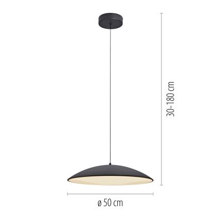 Schöner Wohnen 14607-18 - LED-hämardatav rippvalgusti kaabliga LENTE LED/23W/230V läbimõõt 50 cm must