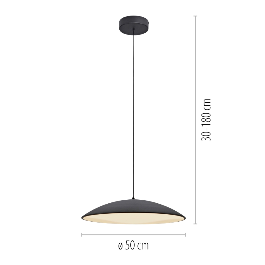 Schöner Wohnen 14607-18 - LED-hämardatav rippvalgusti kaabliga LENTE LED/23W/230V läbimõõt 50 cm must