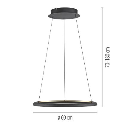 Schöner Wohnen 15570-18 - QUILLO LED-hämardatav rippvalgusti kaablil, LED/36W/230V, läbimõõt 60 cm, must