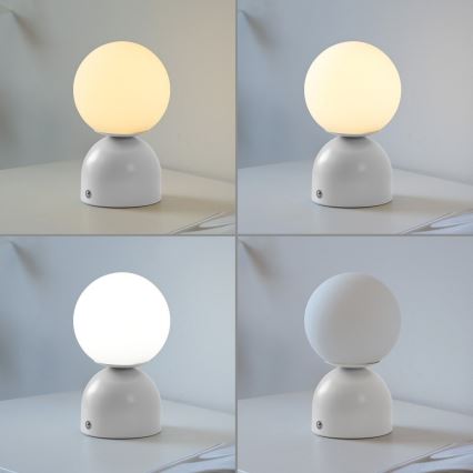 Schöner Wohnen 19218-16 - LED hämardatav puutetundlik laetav laualamp RUDI LED/1,2W/5V 3000-6000K 1200 mAh valge