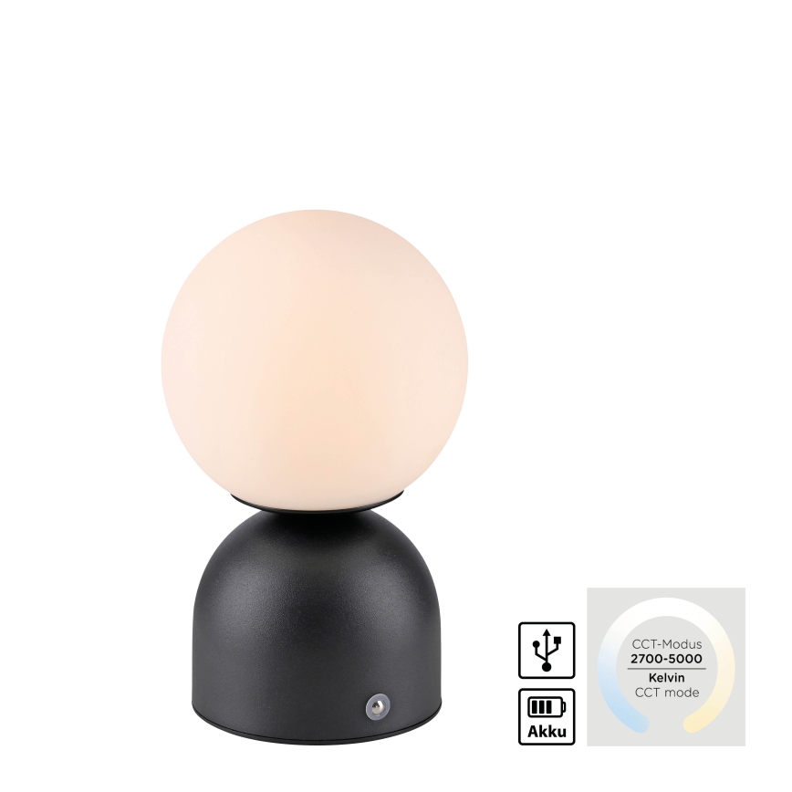 Schöner Wohnen 19218-18 - RUDI puutetundlik hämardatav laetav LED-laualamp LED/1,2W/5V 3000-6000K 1200 mAh must