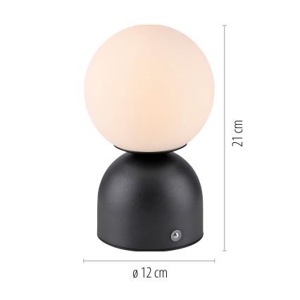 Schöner Wohnen 19218-18 - RUDI puutetundlik hämardatav laetav LED-laualamp LED/1,2W/5V 3000-6000K 1200 mAh must