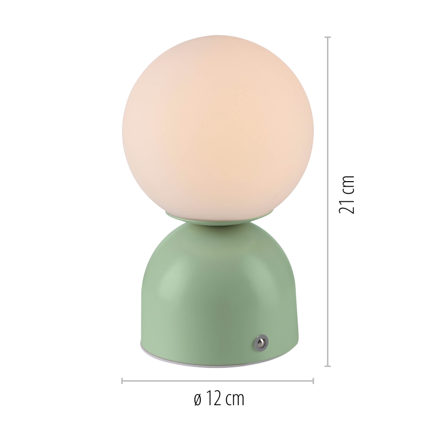 Schöner Wohnen 19218-43 - Hämaratav puutetundlik laetav laualamp RUDI LED/1,2W/5V 3000-6000K 1200 mAh roheline