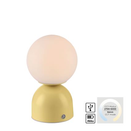 Schöner Wohnen 19218-81 - hämardatav puutetundlik laetav lauavalgusti RUDI LED/1,2W/5V 3000-6000K 1200 mAh kollane