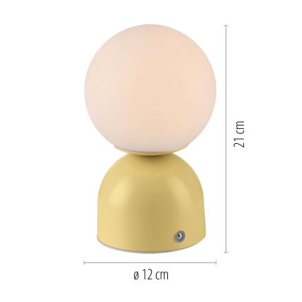 Schöner Wohnen 19218-81 - hämardatav puutetundlik laetav lauavalgusti RUDI LED/1,2W/5V 3000-6000K 1200 mAh kollane