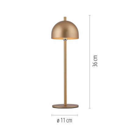 Schöner Wohnen 19244-12 - LED hämardatav puutetundlik laetav välistingimuste lauavalgusti BELLIS LED/2,5W/5V 2600 mAh IP54 kuldne