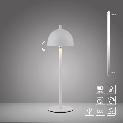 Schöner Wohnen 19244-16 - LED-hämardatav puutetundlik laetav välitingimustesse sobiv laualamp BELLIS LED/2,5W/5V 2600 mAh IP54 valge