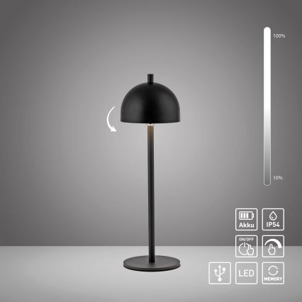 Schöner Wohnen 19244-18 - LED hämardatav puutetundlik laetav välistingimustesse mõeldud lauavalgusti BELLIS LED/2,5W/5V 2600 mAh IP54 must