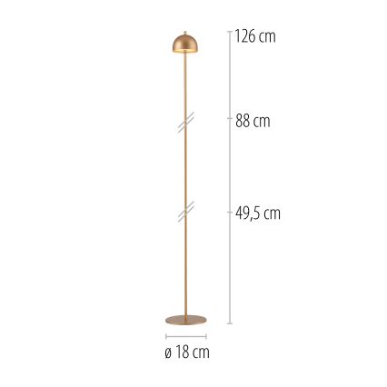 Schöner Wohnen 19245-12 - BELLIS LED-hämardatav puutetundlik laetav välitingimustesse mõeldud põrandalamp LED/2,5W/5V 2600 mAh IP54 kuldne
