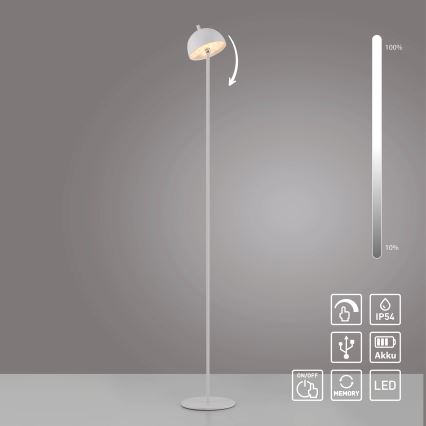 Schöner Wohnen 19245-16 - LED puutetundlik hämardatav laetav välitingimustes kasutatav põrandalamp BELLIS LED/2,5W/5V 2600 mAh IP54 valge