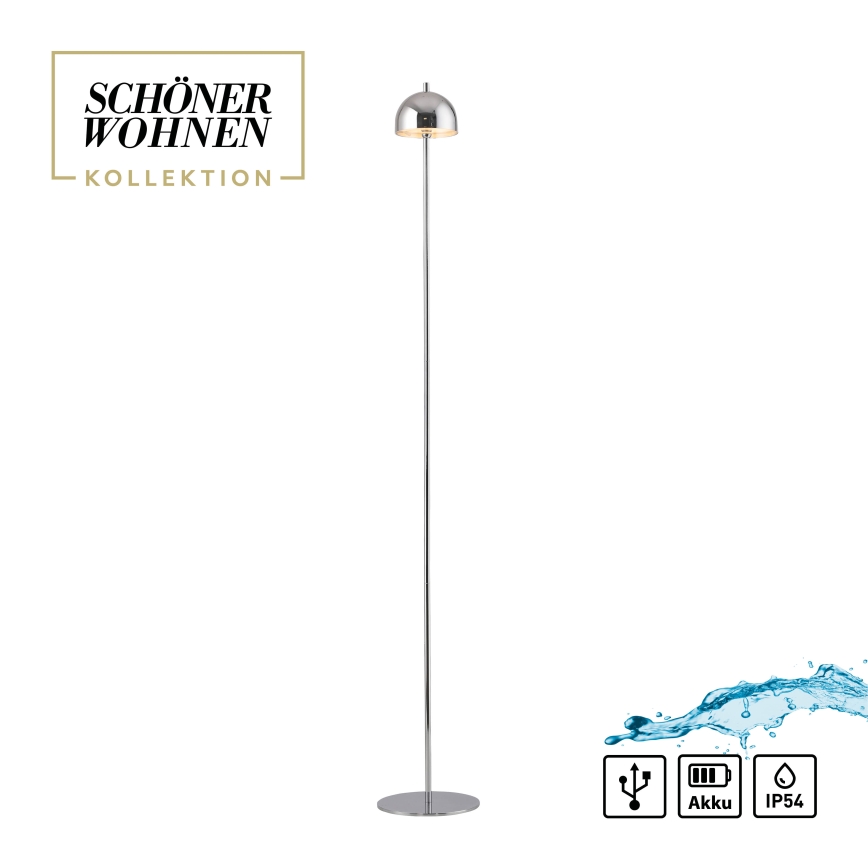 Schöner Wohnen 19245-17 - LED hämardatav puutetundlik laetav välipõrandalamp BELLIS LED/2,5W/5V 2600 mAh IP54 läikiv kroom