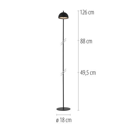 Schöner Wohnen 19245-18 - LED hämardatav puutejuhtimisega laetav välitingimustele mõeldud põrandalamp BELLIS LED/2,5W/5V 2600 mAh IP54 must