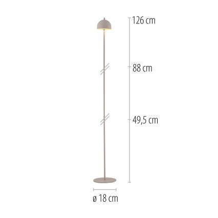 Schöner Wohnen 19245-39 - LED hämardatav, puutejuhtimisega, laetav välistingimustesse mõeldud põrandalamp BELLIS LED/2,5W/5V 2600 mAh IP54 hall