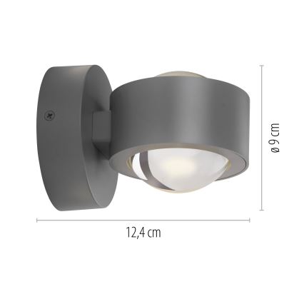 Schöner Wohnen 19331-21 - LED-seinavalgusti CHIA 2xLED/2W/230V antratsiithall