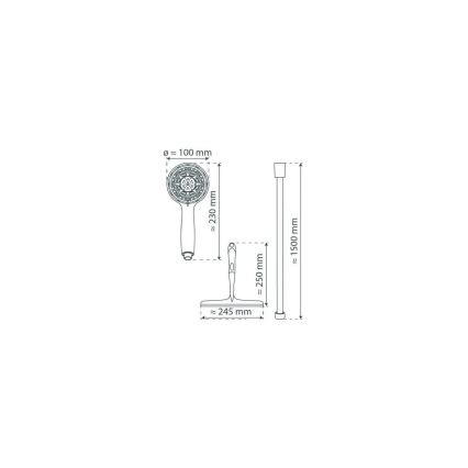 Schütte 64197 - dušikomplekt läikiva kroomviimistlusega + klaasipühkija