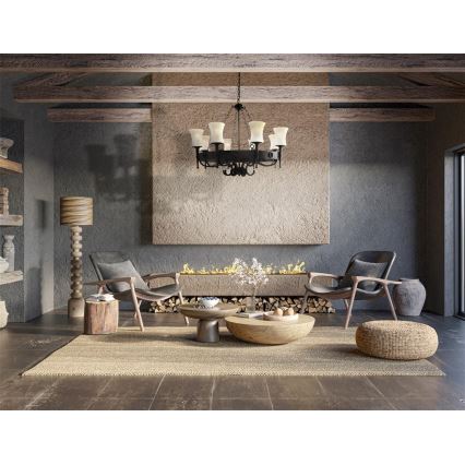 Searchlight - Ketiga lühter CARTWHEEL 8xE27/60W/230V must