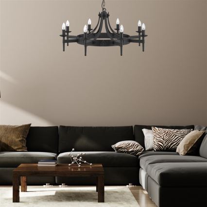 Searchlight - Ketiga lühter CARTWHEEL 8xE14/60W/230V must