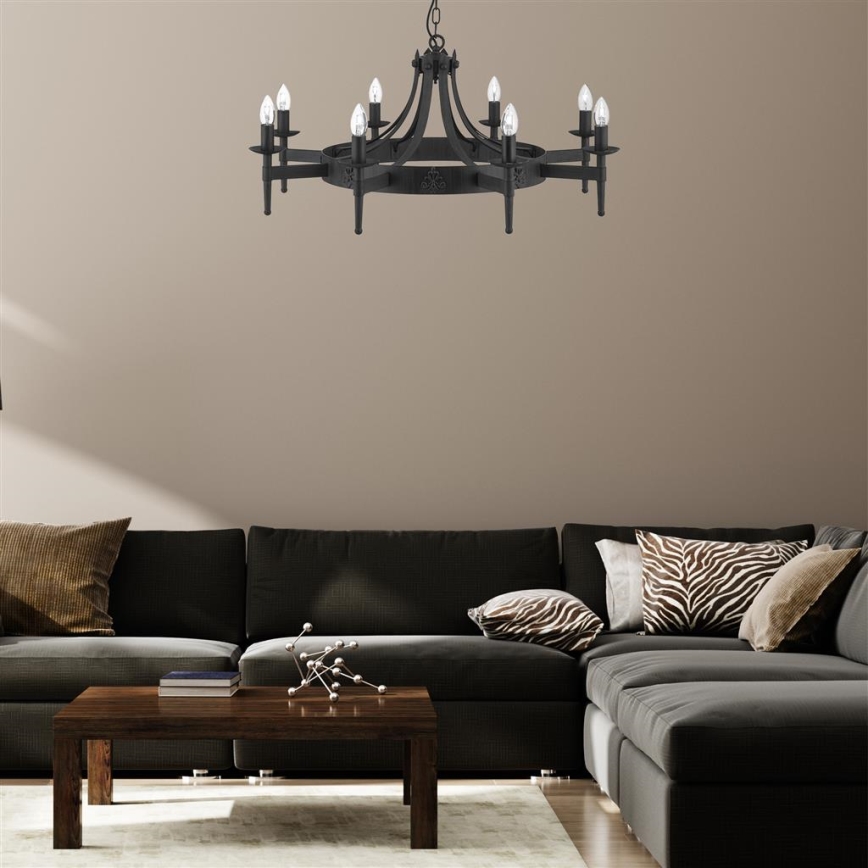 Searchlight - Ketiga lühter CARTWHEEL 8xE14/60W/230V must