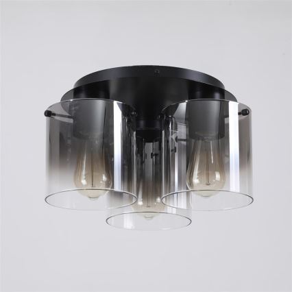 Searchlight - Laelamp SWEDEN 3xE27/60W/230V läbimõõt 39 cm must/suitsuhall