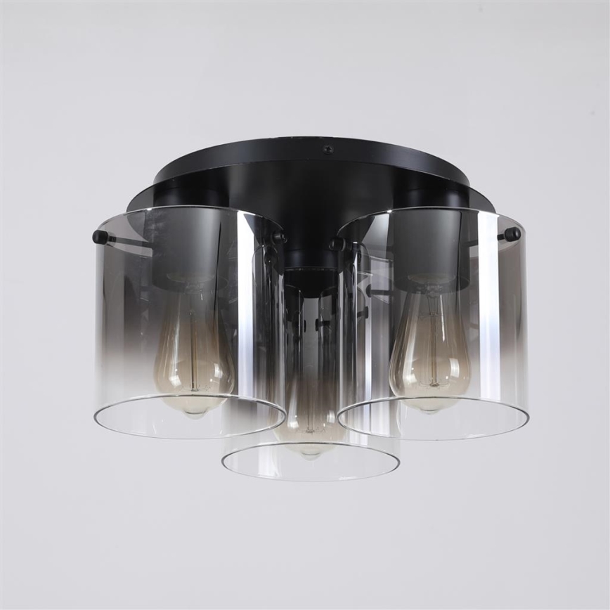 Searchlight - Laelamp SWEDEN 3xE27/60W/230V läbimõõt 39 cm must/suitsuhall