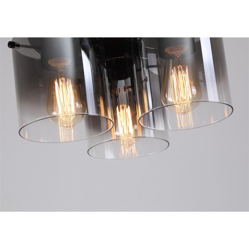 Searchlight - Laelamp SWEDEN 3xE27/60W/230V läbimõõt 39 cm must/suitsuhall