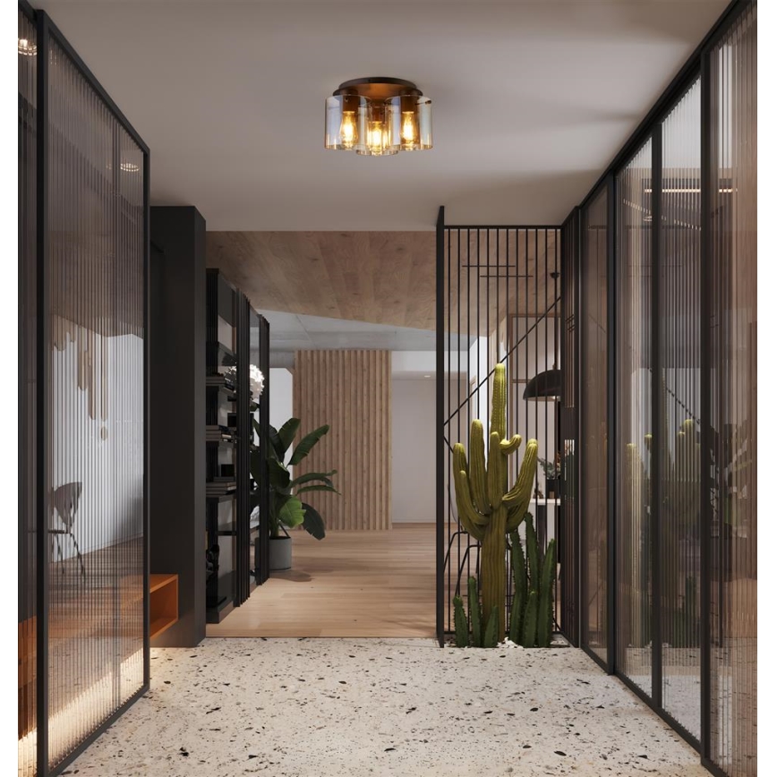 Searchlight - laelamp SWEDEN 3xE27/60W/230V Ø 39 cm pruun/suitsune