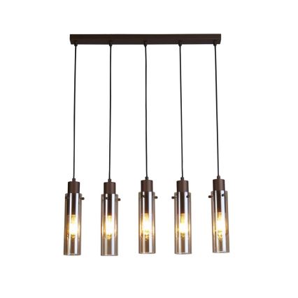 Searchlight - Rippvalgusti kaablil SWEDEN 5xE27/60W/230V pruun/suitsune