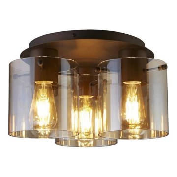 Searchlight - laelamp SWEDEN 3xE27/60W/230V Ø 39 cm pruun/suitsune