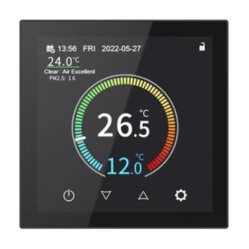 Seina sisse paigaldatav termostaat 230V must Wi-Fi Tuya