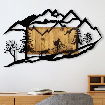 Seinakaunistus 110x65 cm mootorratta sõit puit/metall