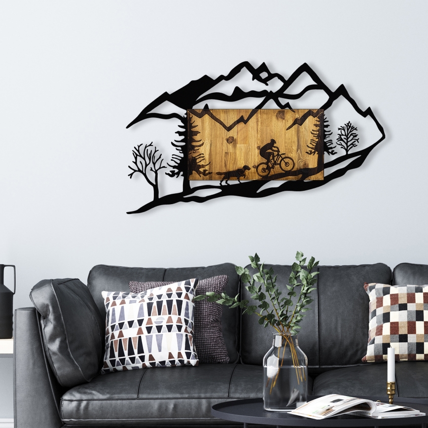 Seinakaunistus 110x65 cm mootorratta sõit puit/metall