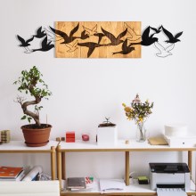 Seinakaunistus 111x25 cm linnud puit/metall